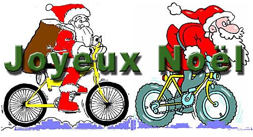 Carte Joyeux Noël et Nouvel An Joyeuses Fêtes Bicyclette